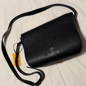 Valentino Bags Black Grained Leather Satchel